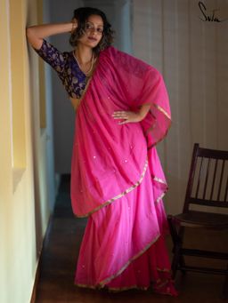 Suta - Pink Modal Mul Ready To Wear Saree with Sequins