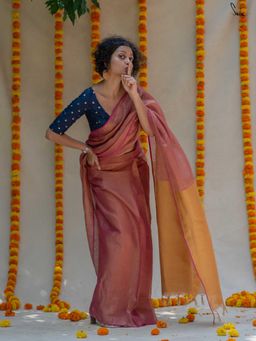 Suta - Gold Pre Stitched Ready To Wear Linen Zari Saree with Pockets