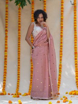 Suta - Peach Pre Stitched Readymade Mul Cotton Saree with Underskirt and Side Pockets