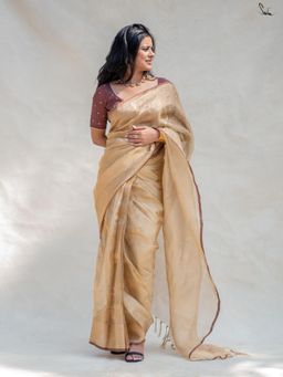 Suta - Gold Golden Zari Pre-Draped Saree with Pockets