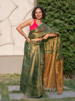 Suta - Green Linen Ready To Wear Saree