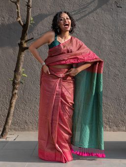 Suta - Pink Cotton Ready To Wear Saree