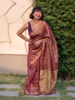 Suta - Pink Linen Zari Saree