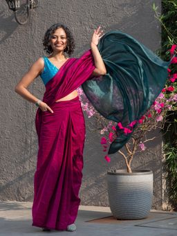 Suta - Pink Cotton Ready To Wear Saree
