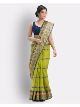 Angoshobha - Woven Tant Pure Cotton Saree -Olive