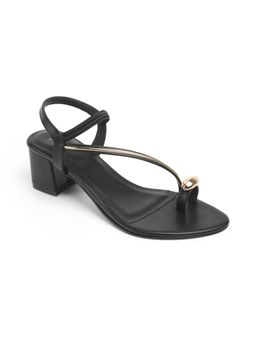 PEPPER - Women Block Black Sandal Heels