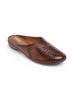 PEPPER - Women Leather Slip-On Brown Mules Heels
