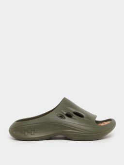 Styli - Men Cut Out Chunky Comfort Olive Sliders
