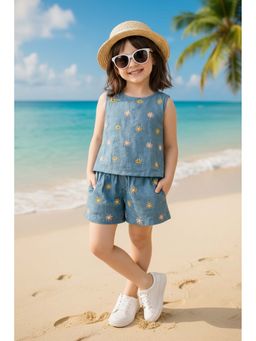 Superminis - Girls Cotton Embroidered Co-Ord Set