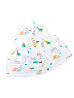 Honcho Baby - White Printed Sleeveless Dress with Attached Bow