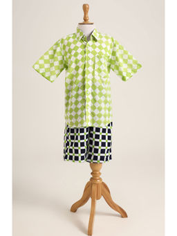 MiniMe Organics - Green Checks Co-Ord Set for Boys