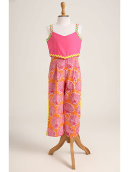 MiniMe Organics - Pink Sleeveless Printed Co-Ord Set for Girls