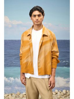 Genes Lecoanet Hemant - Caramel Premium Viscose Nylon Abstract Print Jacket