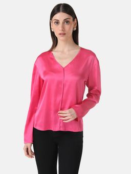 Kazo - Magenta Classic V-Neck Top (L)
