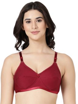 BLOSSOM - Womens Pure Cotton Foam Padded Non Wired Everyday Bra Maroon