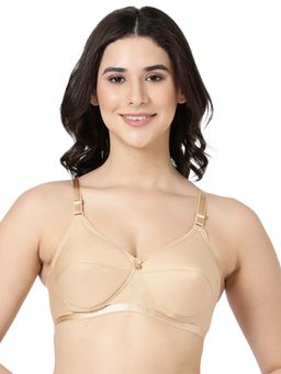 BLOSSOM - Womens Pure Cotton Foam Padded Non Wired Everyday Bra Beige