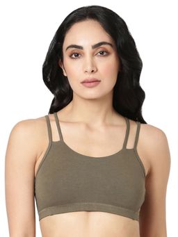 BLOSSOM - Womens Seamless Bra with Double Strap Criss Cross Green