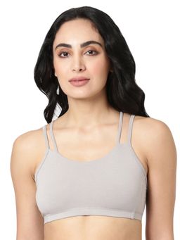 BLOSSOM - Womens Seamless Bra with Double Strap Criss Cross Grey