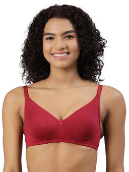 BLOSSOM - Womens T-Shirt Bra with Moisture-Wicking Moon Shaper and Nipple Concealer Red