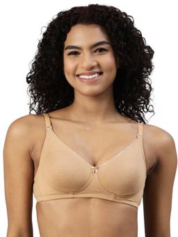 BLOSSOM - Womens T-Shirt Bra with Moisture-Wicking Moon Shaper and Nipple Concealer Beige