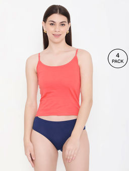Frenchie - Feelings Women Solid Tomato Cotton Camisole with Adjustable Straps (Pack of 4)