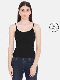 Frenchie - Feelings Women Solid Black Pure Cotton Innerwear Camisole
