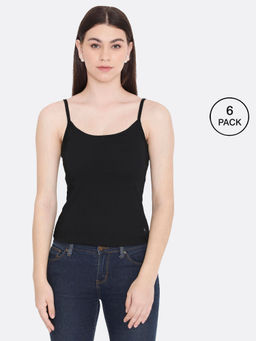 Frenchie - Feelings Women Solid Black Pure Cotton Innerwear Camisole