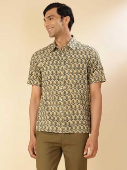 Fabindia - Men Beige Cotton Kalamkari Printed Shirt
