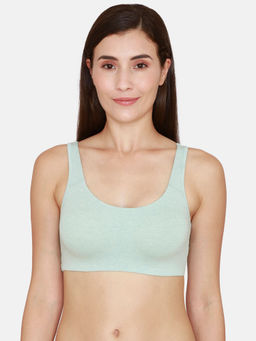 Zivame - Coucou by Zivame Essentials Double Layered Non Wired 3-4th Coverage Slip On Bra - Aqua Melange