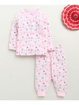 Bumzee - Pink Baby Girls Full Sleeves Jabla & Pyjama (Set of 2)