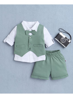 Bumzee - White Boys Shirt with Waistcoat & Shorts (Set of 3)