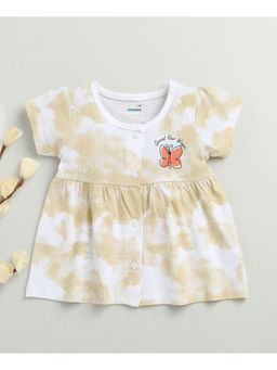 Bumzee - White Girls Cap Sleeves Cotton Knee Length Frock