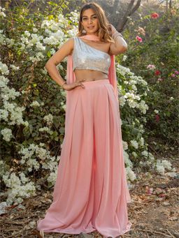 Lavanya The Label - One Shoulder Top Palazzo Set (Set of 3)