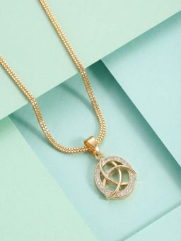 Gahan - Gold Finish Designer Crystal Floral Pendant Necklace