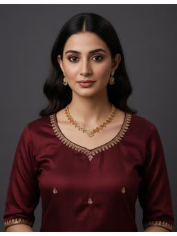 Gahan - Cz Detailing Premium Gold Toned Floral Necklace Set
