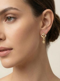 Gahan - White Stones Gold Plated Floral Drop Earrings