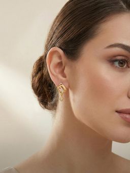 Gahan - Wedding & Party Wear Floral Gold Drop Earrings