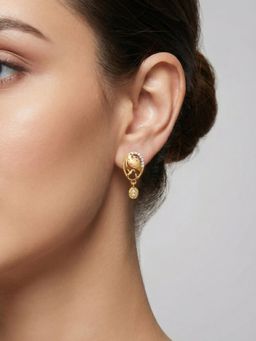 Gahan - Stone Work Vintage Style Floral Gold Drop Earrings