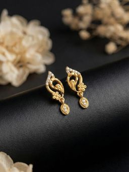 Gahan - Indian Ethnic Gold Tone Floral Drop Earrings