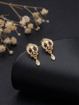 Gahan - Gold Finish Classic Floral CZ Drop Earrings