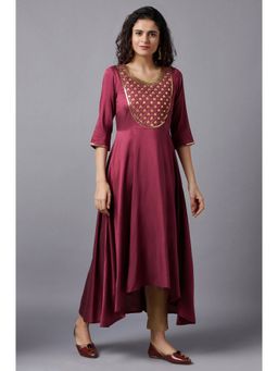 Aurelia - Maroon Flared Embroidered Kurta