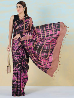 Navyasa By Liva - Satin Silhouette Saree with Unstitched Blouse