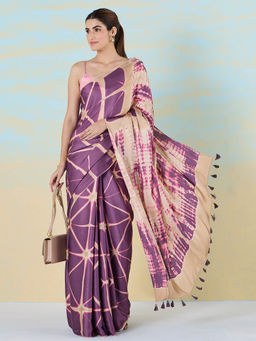 Navyasa By Liva - Satin Silhouette Saree with Unstitched Blouse