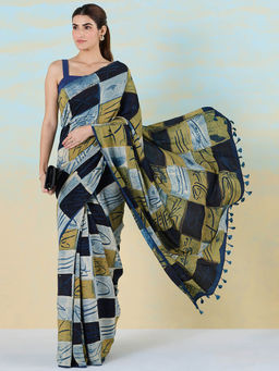 Navyasa By Liva - Verdant Whispers Saree with Unstitched Blouse