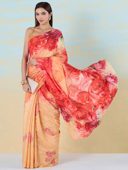 Navyasa By Liva - Pastel Bloom Saree with Unstitched Blouse