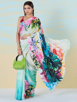 Navyasa By Liva - Palette Petals Saree with Unstitched Blouse