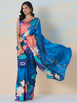 Navyasa By Liva - Sky Garden Saree with Unstitched Blouse