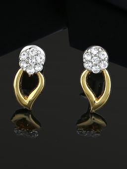 Estele - Pretty Leafy Shaped Gold-Plated Stud Earrings with Crystal for Women