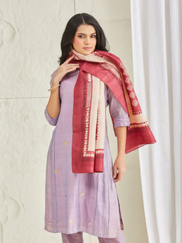 Fabindia - Womens Red Silk Symphony Hand Block Print Stole