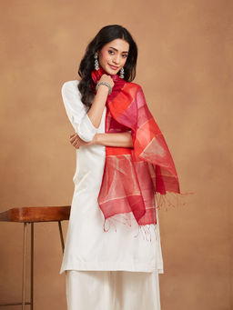 Fabindia - Womens Multi-Color Viscose Silk Blend Hand Woven Stole